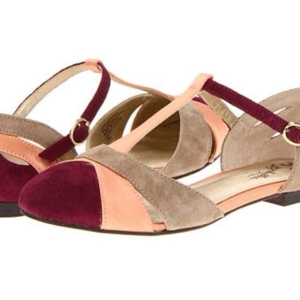 NWT Seychelles Freesia T-Strap Flat Leather Suede T-Strap Flats, burgundy sz8 - Picture 2 of 6